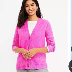 LOFT bright pink cardigan NWOT